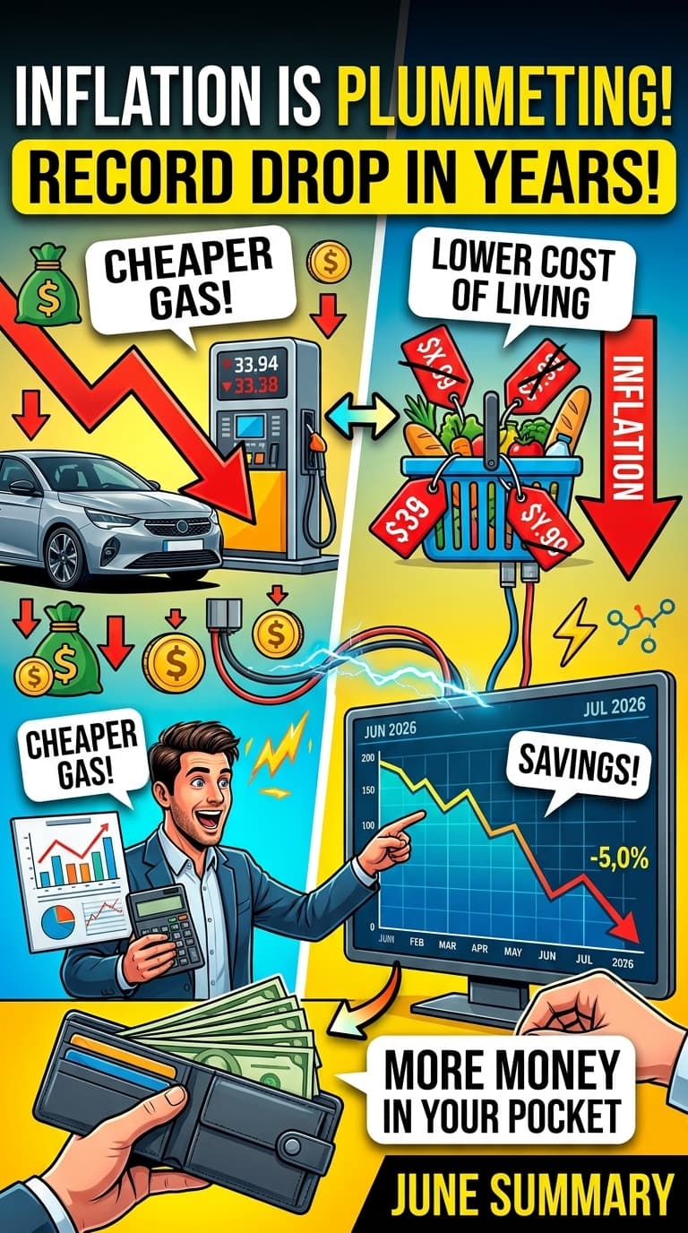 La inflacion cayo al ritmo mas rapido en anos en junio, debido a la moderacion de los precios de la gasolina.